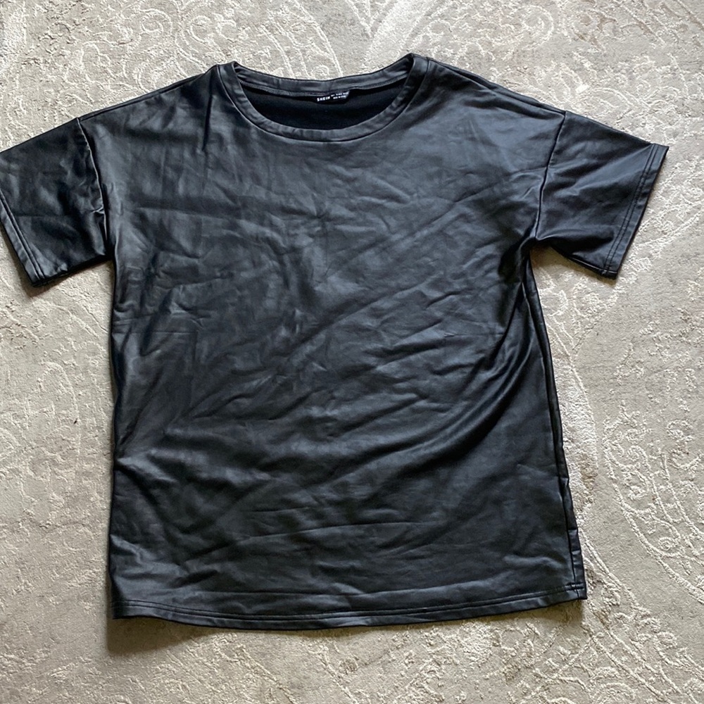 SHEIN pleather black oversized shirt size large